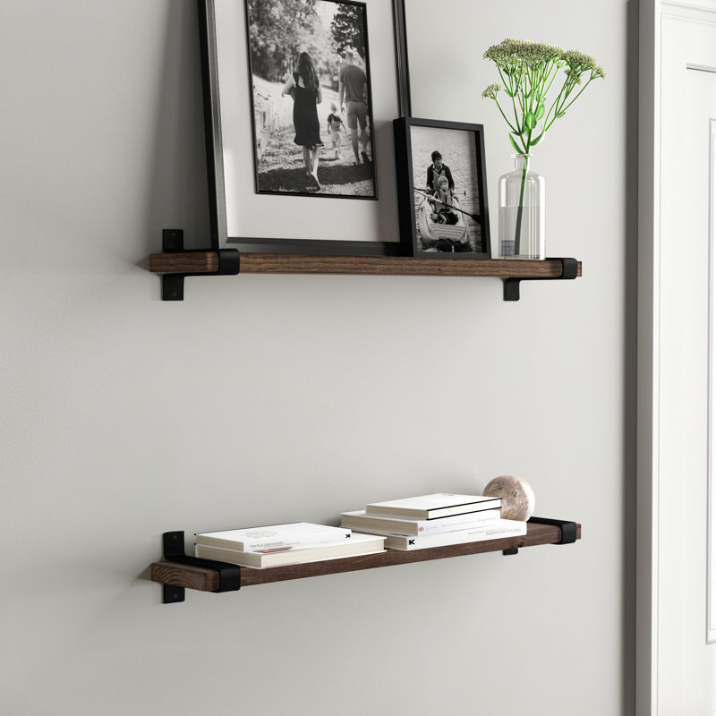 Mistana™ Abasi 2 Piece Pine Solid Wood Floating Shelf & Reviews Wayfair